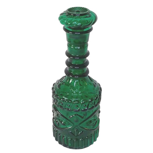 Vintage Jim Beam Kentucky Derby Glass Decanter 1968 Emerald Green With Stopper - Picture 2 of 11